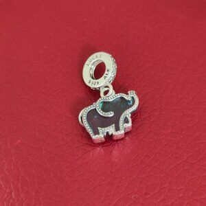 Pandora Blue Murano Glass Elephant Dangle Charm S925 Silver with box